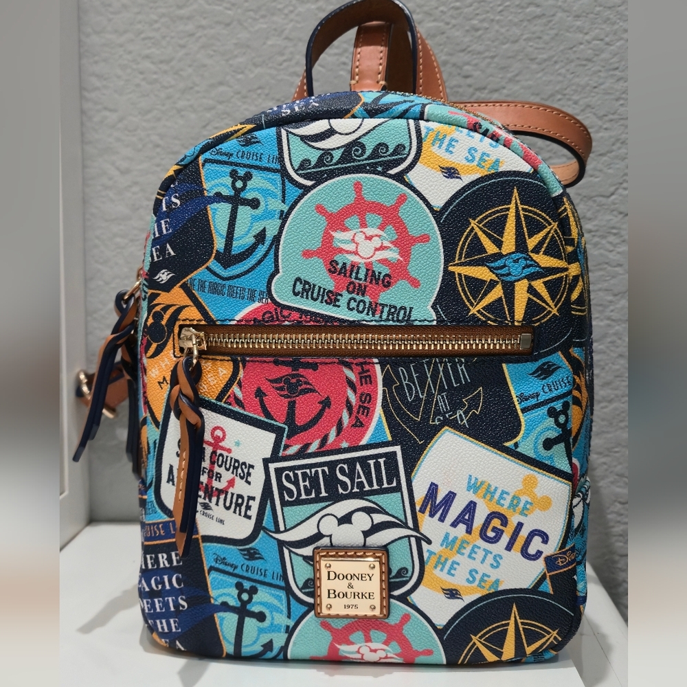 Disney Cruise Line Dooney & Bourke Multicolor Nautical Canvas Mini Backpack